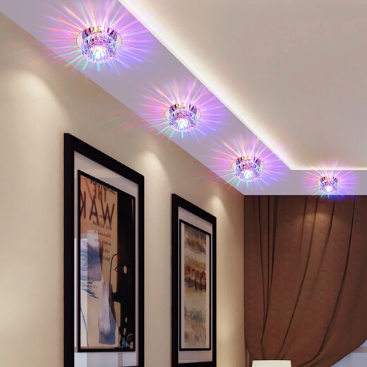 Dengquan creative LED downlight spotlight ceiling light living room corridor ceiling light crystal aisle light hole light entrance light balcony light LED3w white light concealed installation - opening 5-10cm