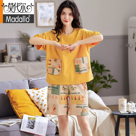 Modal Summer Pyjama Frauen rein. Baumwoll kurzärmelige niedliche koreanische koreanische Art dünne zweiteiler Anzug lässig Frühlings- und Sommermodische Heimkleidung 01 Modell Y687 M80Jin [Jin ist gleich 0,5 kg] -95jin [Jin ist gleich 0,5 kg]