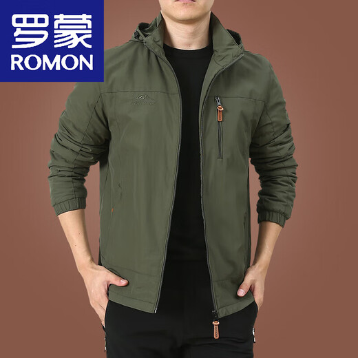 罗蒙（ROMON） 男士外套秋冬季加绒夹克男冬装休闲衣服男上衣中年男装厚 9898[深蓝]可卸帽-加绒不加价 XL 180规格(150斤左右)