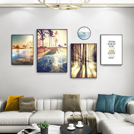
Mohu (mohu) living room decoration painting sofa background wall mural modern simple landscape landscape painting TV wall high-end new style hanging painting Travel diary 15939 (including wall clock) Art crystal porcelain combination-black frame