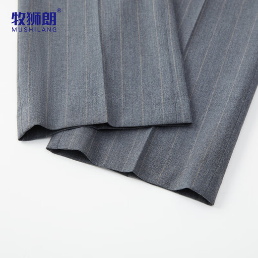 Mushilang sheep wool suit men's high-end business professional formal groom's vertical striped wedding dress for men