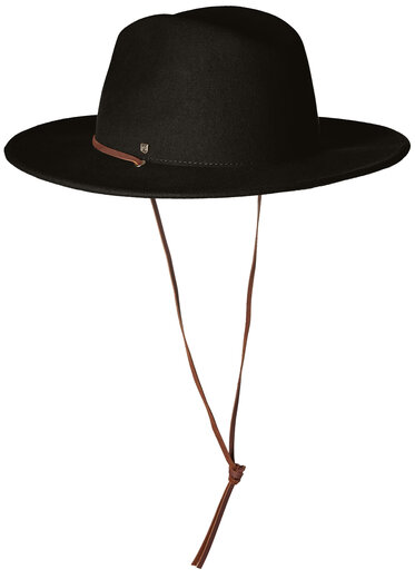 BRIXTON Men's Wool Felt Wide Brim Fedora Hat Adjustable All-Season Outdoor Leisure Black Large