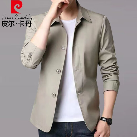 Pierre Cardin High-End Frühlings- und Herbst-Herren-Businessjacke Anzug mittlerer und junger Menschen mit Mitte der Farbe Dünne koreanische koreanische Windbreaker-Jacke hellgrau NJ1048 m [vorgeschlagen 98-110Jin [Jin gleich 0,5 kg]]