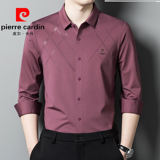 
Pier Cardin men's pink shirt long sleeve spring and autumn groom wedding dress happy father-in-law knitted 6627 red M 165[110Jin[Jin equals 0.5 kg]]