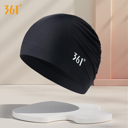 361 fabric swimming cap, professional swimming cap for women with long hair, ear protection, comfortable, non-constricting, large head circumference, fashionable hat, black