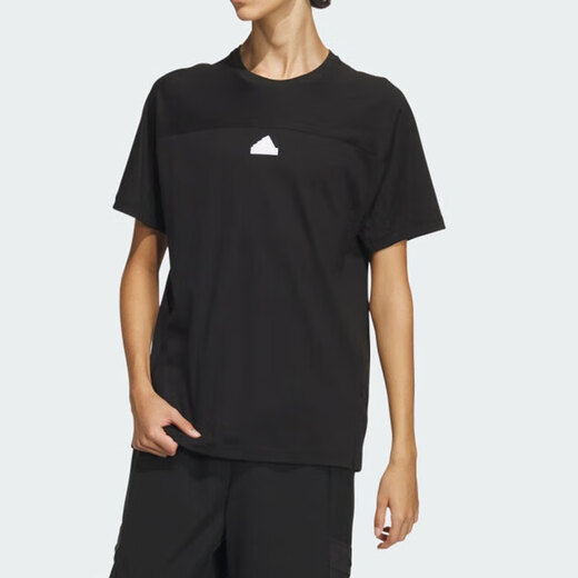 Adidas kurzärärmiges T-Shirt für Männer 2025 Sommer New Sportswear gestrickt atmungsaktiven losen runden Halshülle IA8129 Pure Cotton IT3937 Black M