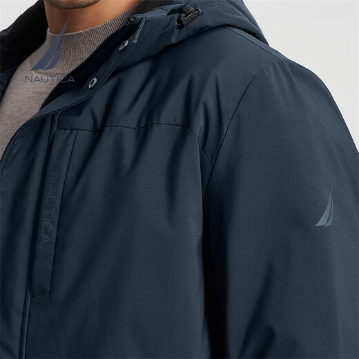 Nautica [einteiliger direkter Drop] Herren- und Winter-Anti-Licht-Spritzer und entfernbarer Hut dicke Jacke Baumwolljacke für Männer Jo4308 Navy 4NV M.