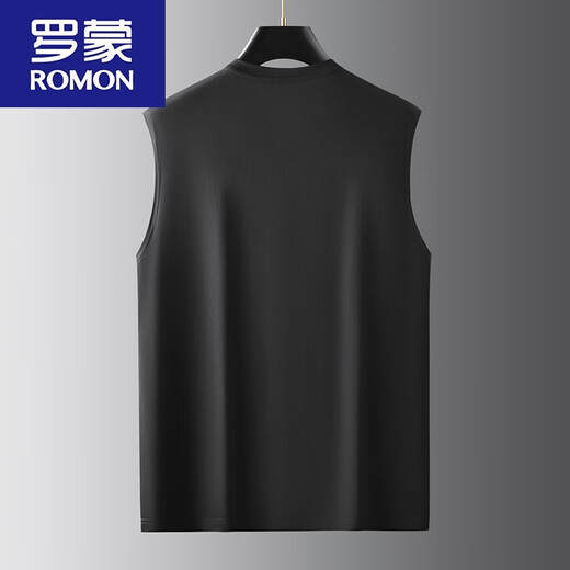Romon modal algodón de gran tamaño de gran tamaño para hombres chaleco de cuello redondo nuevo grasa de hielo graso deportivo y fitness chaleco zy3820 negro 5xl