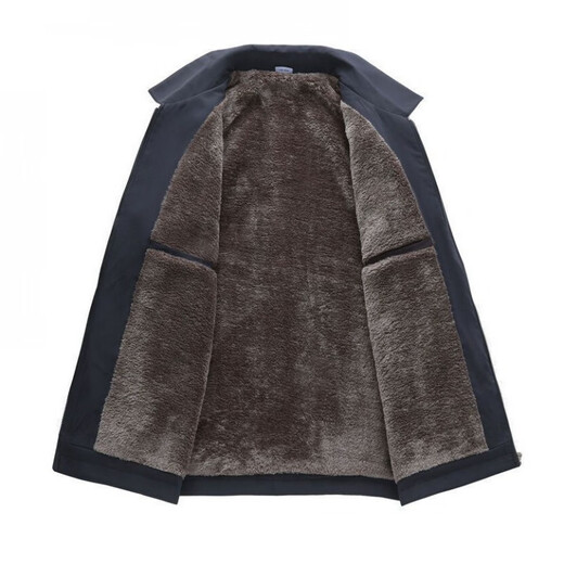 ACLOSMIL осенне-зимняя мужская одежда на хлопковом подкладке для среднего и пожилого возраста, лацкан папы среднего и пожилого возраста плюс бархатный утолщенный жакет однотонное дедушкиное пальто, темно-синий 190