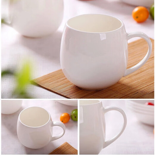 Invesco Jingdezhen Porcelain Cup Bone China Simple Ceramic Cup Tea Cup Pure White Water Cup Customized LOGO Milk Cup Coffee Cup Big Belly Cup 400ml
