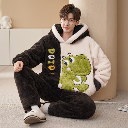 FEMAIBO PAJAMAS MEN'S CORAL VELVET VELVET AUTOMNE ET HIVER PLUS STYLE ÉPÉPLISES VELVET POUR LES JEUNES 9922 # M Small Code 150-160C 80-100JIN [Jin est égal à 0,5 kg]