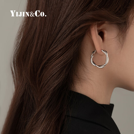 Yijin Twist Earrings Sterling Silver Niche New 2025 Earrings for Women Light Luxury High-end Earrings for Best Friend and Girlfriend Exquisite Gift Box 999 Silver Needle Twist Earrings