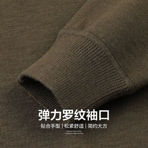 杉杉（FIRS）纯羊毛加绒毛衣男秋冬新款圆领打底休闲保暖厚针织衫677 卡其 2XL (185)