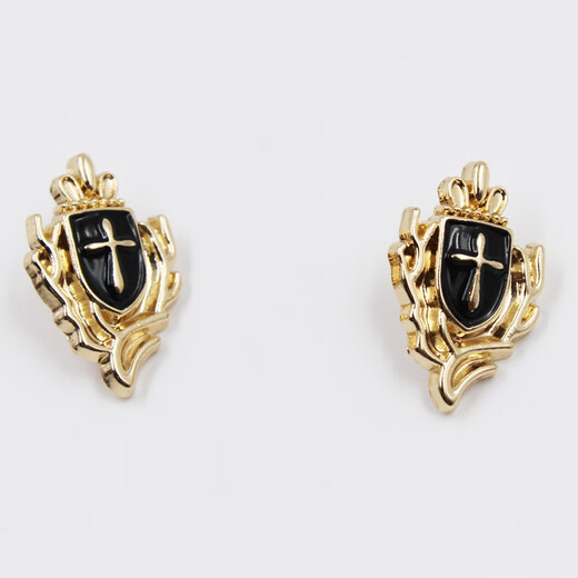 XIFEI, Herren -Mini -Kragen Pin Brosche, Legierung bemalte Ölkreuz -Krone -Schild Brosche, Anzugshemdzubehör, Kronschild Single