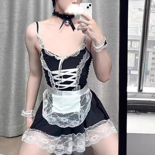 Men's sexy underwear thong can be worn when going out. Men's stuffed valet suit private sexy underwear for men and women butt-covering skirt. 165L suitable for 90-120Jin. Jin is equal to 0.5 kg. Confidential delivery. Manservant suit male cos suit fake 0 girl gay sm shame uniform.