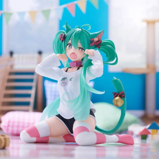 Yamiya TAITO Desktop Cute Hatsune Miku cat ear pajamas figure scene model toy girl gift Hatsune Miku brand new spot (return and exchange not supported)