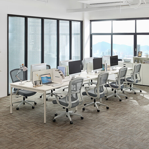 Lin's Home Simple Office Computer Desk Desktop Double Office Workbench Lin's Wood Industry LH880 [Warm White] Two-person Staff Table