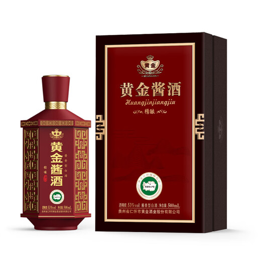 Sauce dorée artisanat à 53 degrés de sauce blanc à saveur de sauce guizhou pur grain vin daqu kunsha vide premium 500 ml Boîte cadeau 53 degrés 500 ml 6 bouteilles [sauce dorée artisanale]