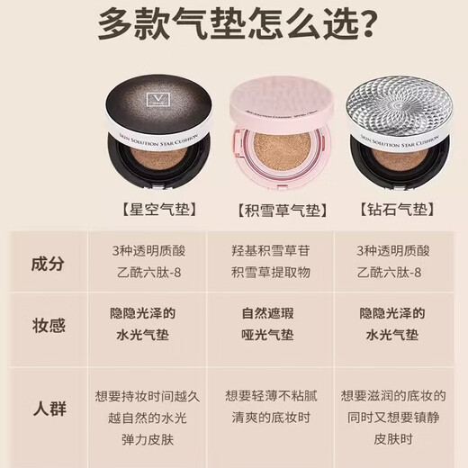FAU Korean V Regeneration Air Cushion BB Cream Isolates Sunscreen Concealer Brightens Skin Long-Lasting and Does Not Take Off Makeup for Women Diamond Air Cushion