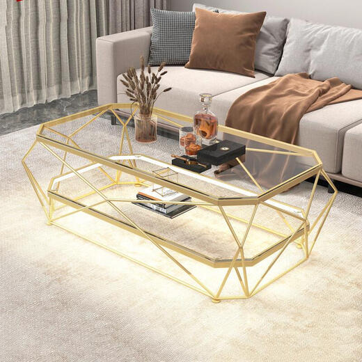 Yuan Siyi Light luxury modern coffee table small apartment living room home table simple Nordic tempered glass sofa side table iron art