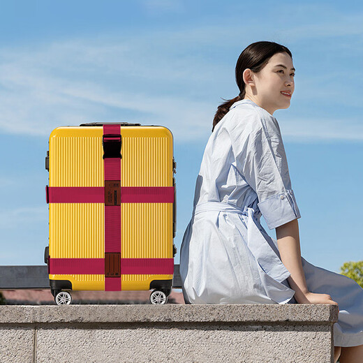Banzheni triple fixed strap cross packing strap overseas checked trolley case bundling strap tie suitcase checked packing strap travel safety strapping strap with luggage writing tag red
