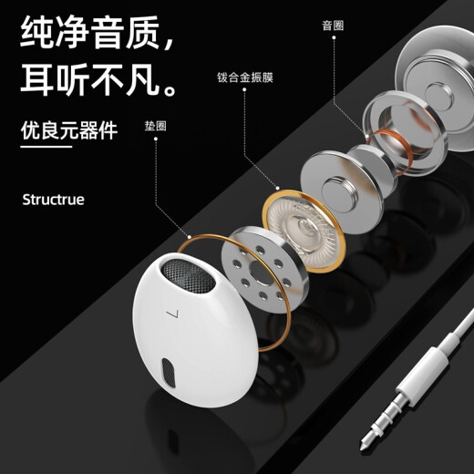 APPLE Apple headphones wired original iPhone14ProMax/Plus13/12/11/8XR mobile phone wired wired control ipad earplugs in-ear flat head flat mouth with microphone round head 3.5mm interface