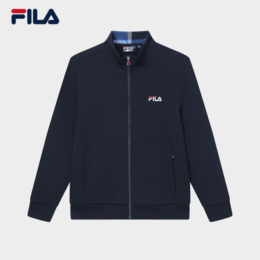 
FILA official men's knitted casual zipper jacket top autumn and winter stand collar business men's commuting jacket Legendary blue-NV XL 180/100A