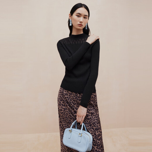 Firststation Daya Home Fashion Half High Neck Slim Slim Long Manche Base Shirt Women's 24 Automne et hiver Nouveau modèle 9905A noir 160 / 84A / M