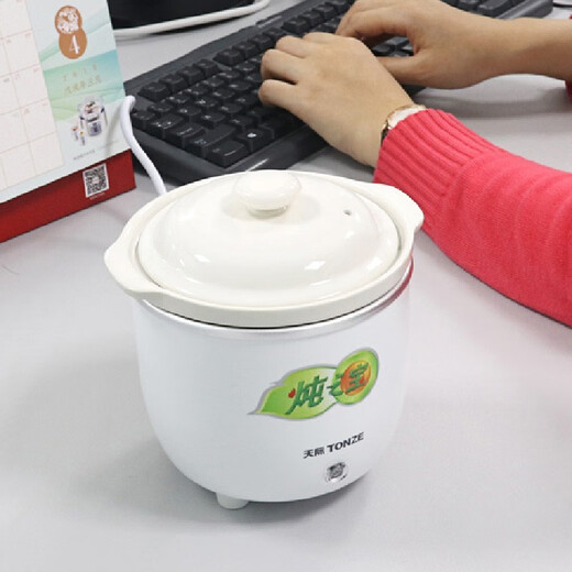 TONZE 1-person stew pot, mini electric stew pot, ceramic small porridge artifact, soup, dessert, white fungus stew pot, multi-functional one-person electric stew pot 7A, small stew pot 0.6L