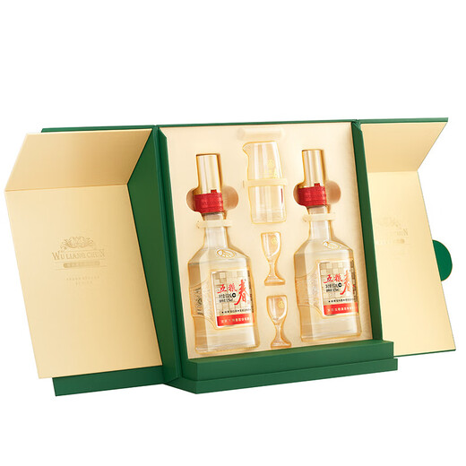 Wuliangye Co., Ltd. Wuliangchun Segunda generación Jingcui Fengya Box de regalo 52 grados Fragancia fuerte Vino blanco 500ml*2 botellas Box Pack
