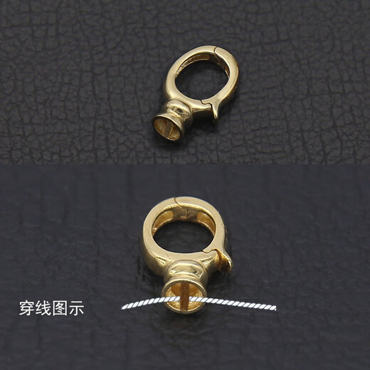 Yuanzu Beloline 18K gold buckle fist buckle/double ring buckle DIY connecting buckle pearl necklace bracelet universal jewelry buckle 18K yellow small size (one)