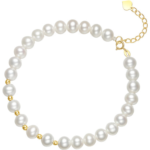 Saturday Lucky Yellow 18K Gold Pearl Bracelet Women's Birthday Gift X078867 About 16+3cm
