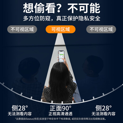 倍思 适用苹果12/12pro防窥钢化膜 全屏全覆盖高清防摔防指纹玻璃iphone手机贴膜超薄防偷窥 6.1英寸