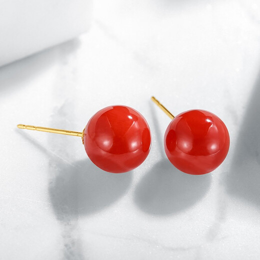 Meluxe 18k gold coral stud earrings/coral earrings and earrings, birthday gift for girlfriend, gift for wife, 6-7mm