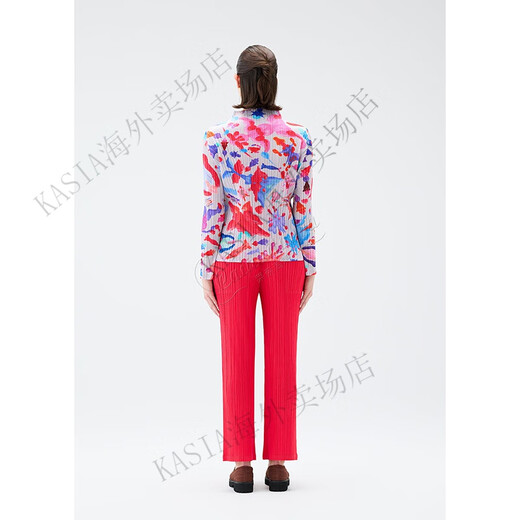 三宅一生（ISSEY MIYAKE）43JK691日本PLEATSPLEASE印花时尚高领上衣 粉色22 3码衣长56