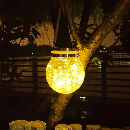 微光里 太阳能裂纹灯 户外庭院灯景观氛围小夜灯悬挂树花园阳台露营灯 裂纹灯【暖白】