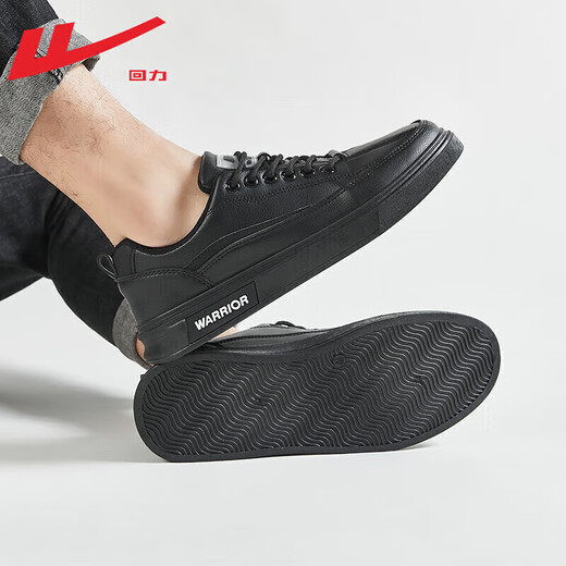 Warrior official men's shoes sports casual shoes men spring and summer leather face men's white shoes men's versatile board shoes men's black 39