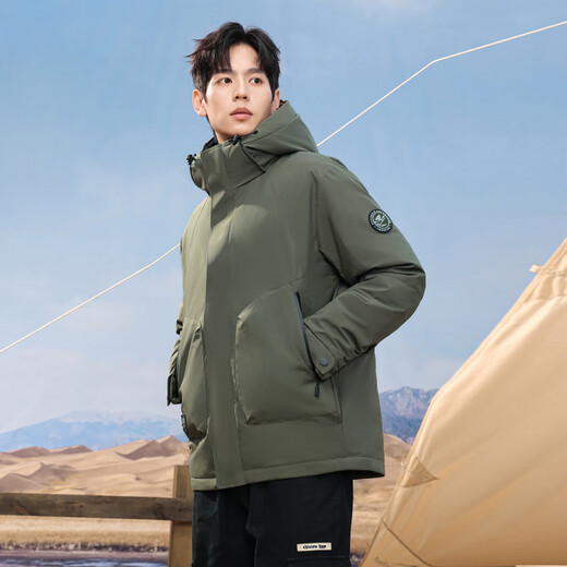 Flying in the Snow Herbst und Winter Neue klassische Business-Casual-Daunenjacke für Herren, einfarbig, vielseitige warme Daunenjacke für Herren, Dschungelgrün|4125 L 175/92A