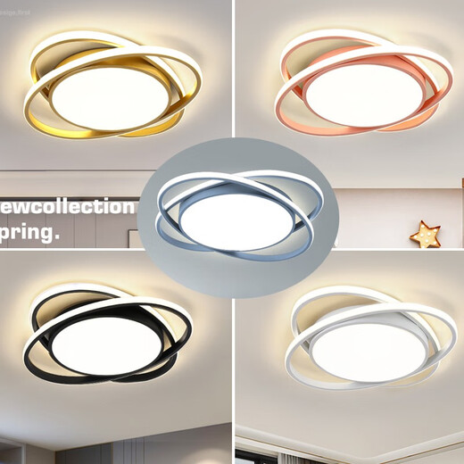 XMSJ bedroom lamp ed ceiling lamp simple modern Nordic style super bright room lamp Wuji dimming Zhongshan lamp 0W 0 internal suitable 0lm black 693 diameter 42cm three-color light