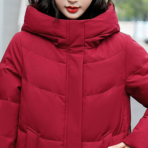 Flying in the Snow Down Jacket Women's Short Hooded Casual Warm Versatile Coldproof Jacket 1466 Black M