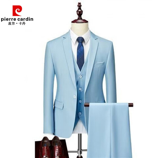Pierre Cardin suit men's slim business casual professional formal wear bank insurance sales interview work men's small suit navy suit (suit top + pants) two buttons 3XL 145-160Jin Jin is equal to about 0.5 kg