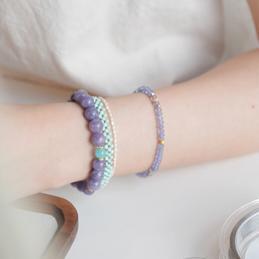 Yingxin original snow-green tanzanite beaded bracelet for women new Chinese style niche amethyst bracelet snow-green with buckle about 16 points 5cm