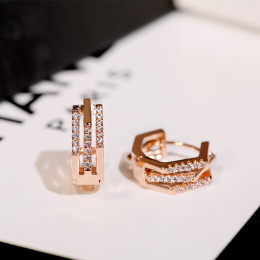 Nilan Fat Dong Lai's same style 18k gold earrings, Paris design, rose gold earrings, elegant hoops, 18k rose gold style + gift box and gift bag