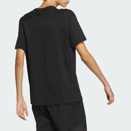 Adidas kurzärärmiges T-Shirt für Männer 2025 Sommer New Sportswear gestrickt atmungsaktiven losen runden Halshülle IA8129 Pure Cotton IT3937 Black M