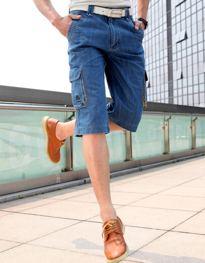 Aixclasic Summer Brand Jeans Herren Shorts Sieben-Punkte-Mehrfach-Pocket-Werkzeuge losen, gerade Kleidung mit großer Größe im Freien Dünnmodell 753-2 (Teil 1) 33 Authentische Theke
