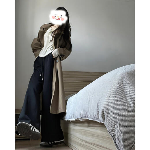 GARNUO灰色风衣外套女中长款2025新款早春秋韩系小个子高级感英伦风大衣 黑色 M 【101-130斤】