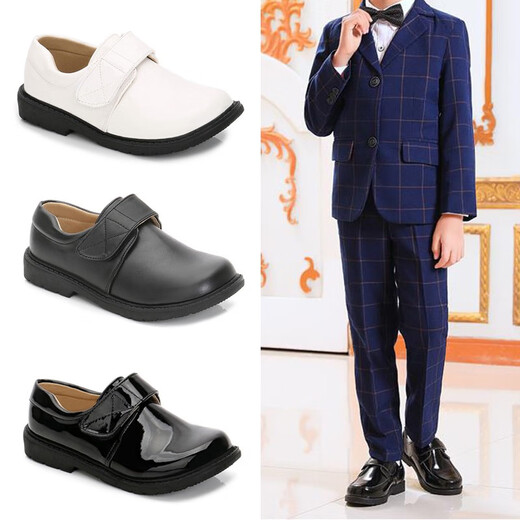 Yu Shang Zhenpin Classic British Boys' Leather Shoes 2025 Children's Performance New Performance Small Leather Shoes Soft Bottom Boys' Shoes Student School Shoes Black Subsurface 32 Inner Length 19.6cm