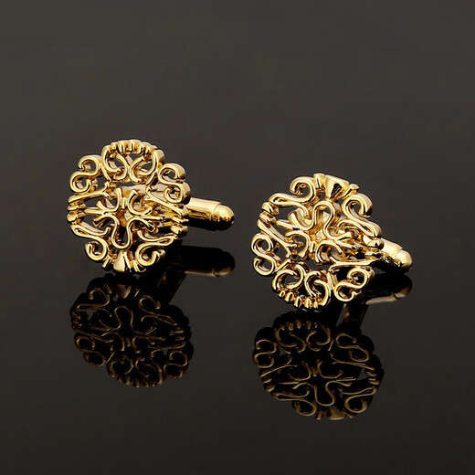 Apatia French shirt cuff buttons for men, gold business cuff buttons for men and women, simple shirt cuff buttons, gift box, gold hollow pattern