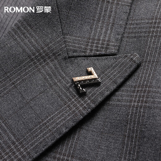 Romon suit men's double-breasted casual business retro men's suit jacket slim wedding groom's dress for men