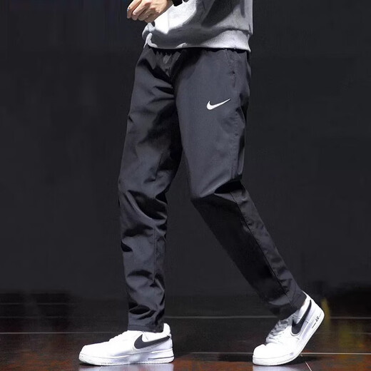 耐克（NIKE）运动裤男裤2025夏季新款梭织透气长裤健身裤休闲裤平口裤 梭织速干直筒DM6627-010黑色 XL 推荐150-180斤